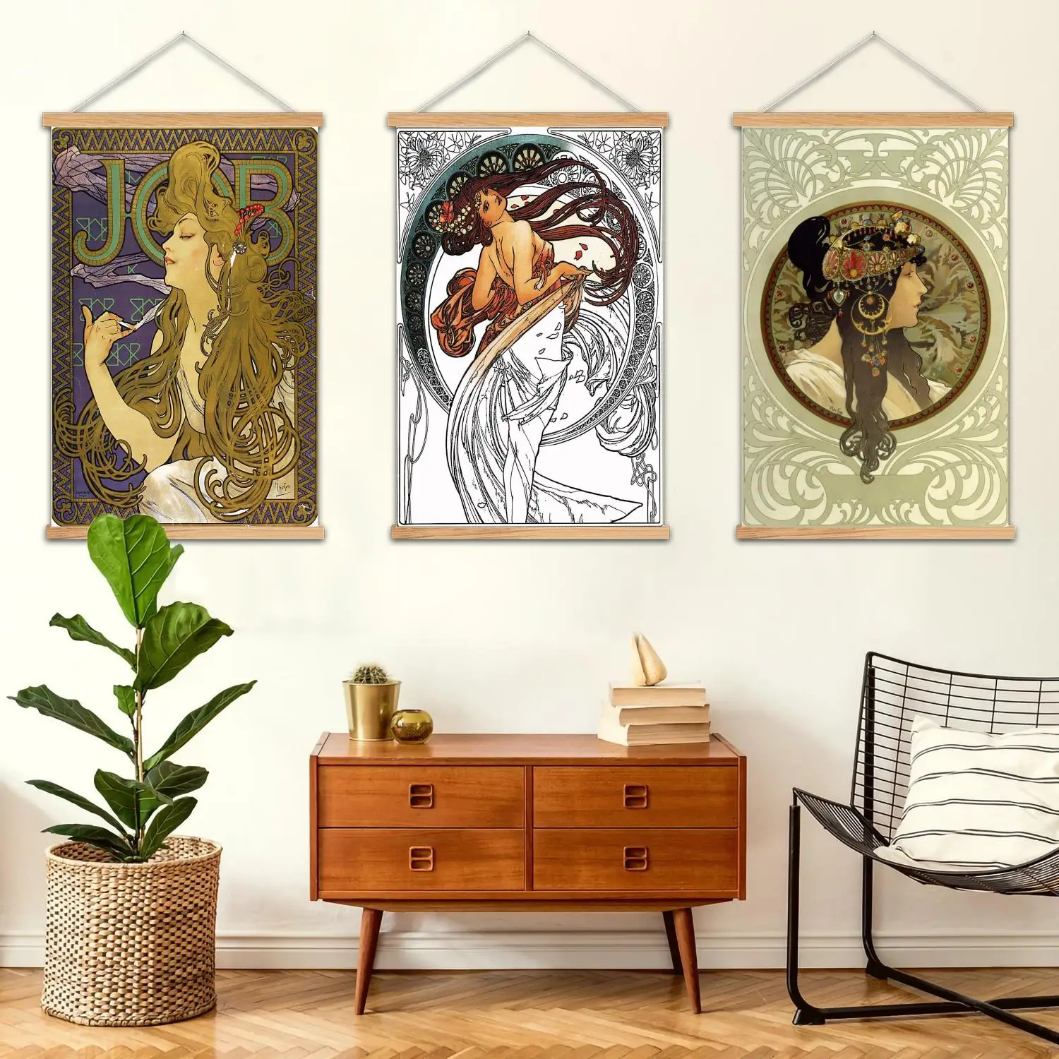 mucha Framed Wall Painting Canvas Art Poster and Wall Art,  Modern Family, Bedroom Decor, Posters,Decorative painting