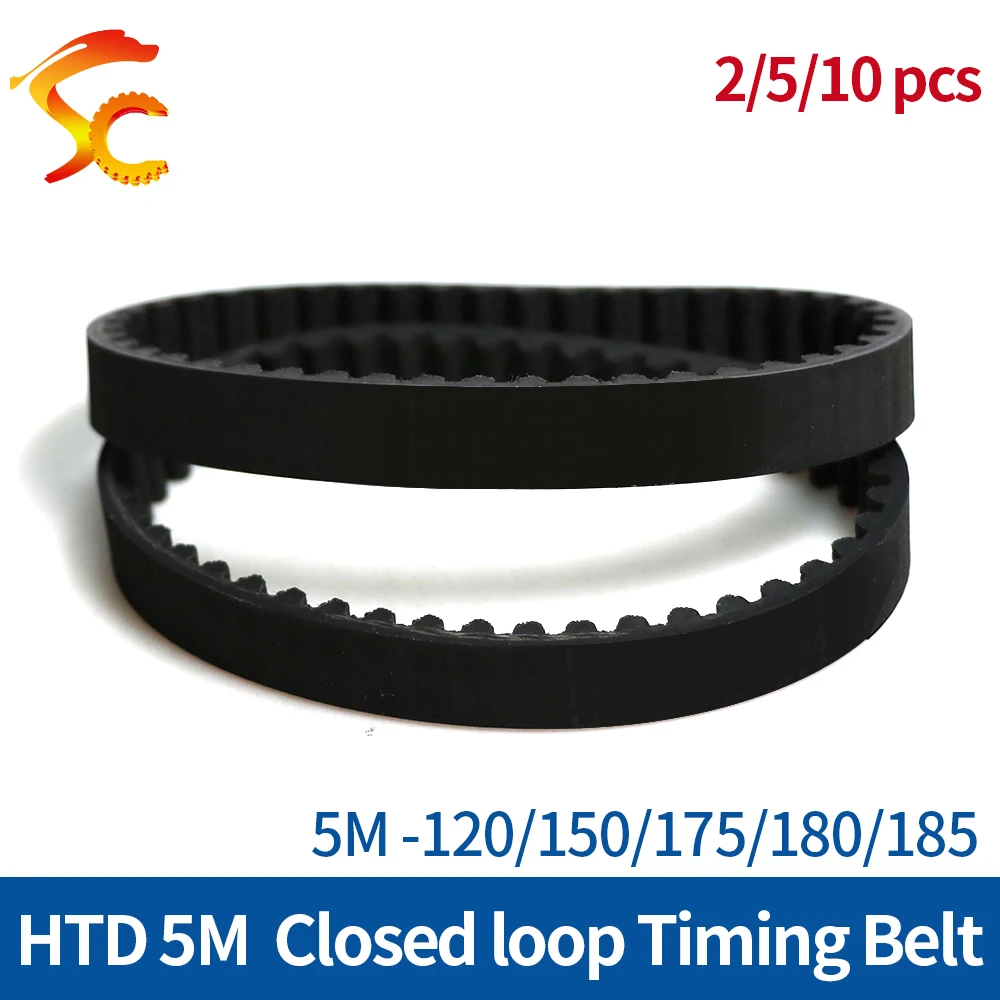 HTD-5M Timing Belt 120/150/175/180/185mm Length10/15/20/25mm Width 5mm Rubber Transmission synchronous belt