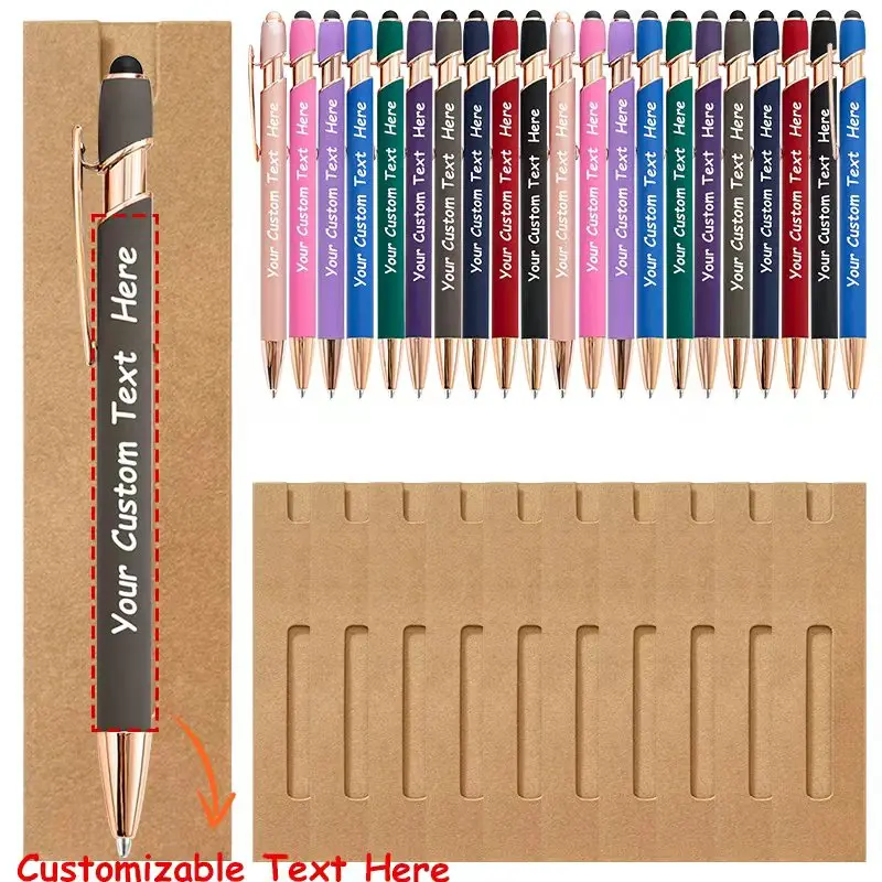 40 sets aanpasbare metalen balpennen set kraftpapier etui gegraveerd met namen bedrijfswebsites voor verjaardagscadeaus - afbeelding 2