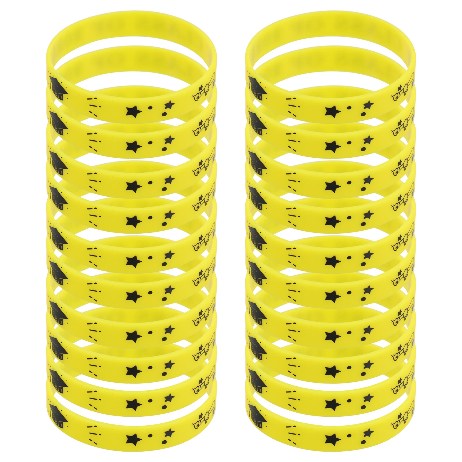 

24pcs Graduation Bracelets Silicone Wristbands Bulk Blue Black Student Party Favors Keepsake Supplies Event Gifts Rubber
