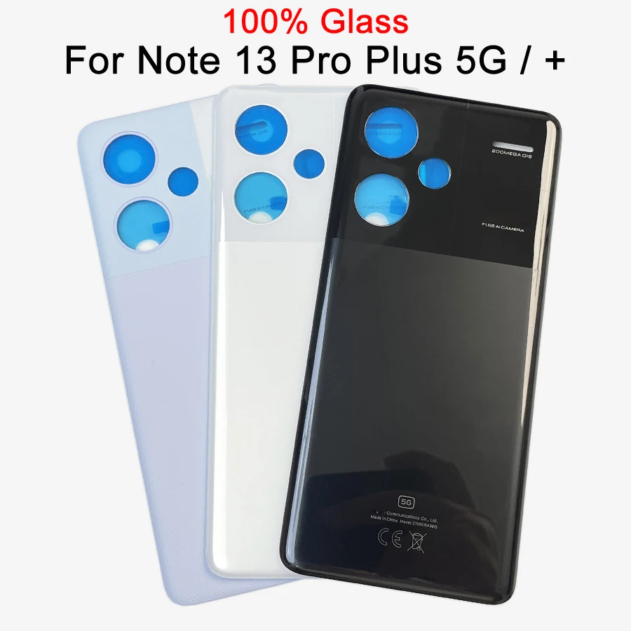 A+++ Glass For Xiaomi Redmi Note 13 Pro Plus 5G / 13 Pro + Back Cover Battery Door Housing Repair Parts With Adhesive