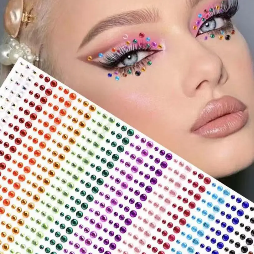 NEU 900 Stück Strass-Aufkleber, Augen, DIY, Regenbogenfarben, Patch, Festival, Make-up, Juwelen, Aufkleber, helle Aufkleber für das Gesicht ZS004