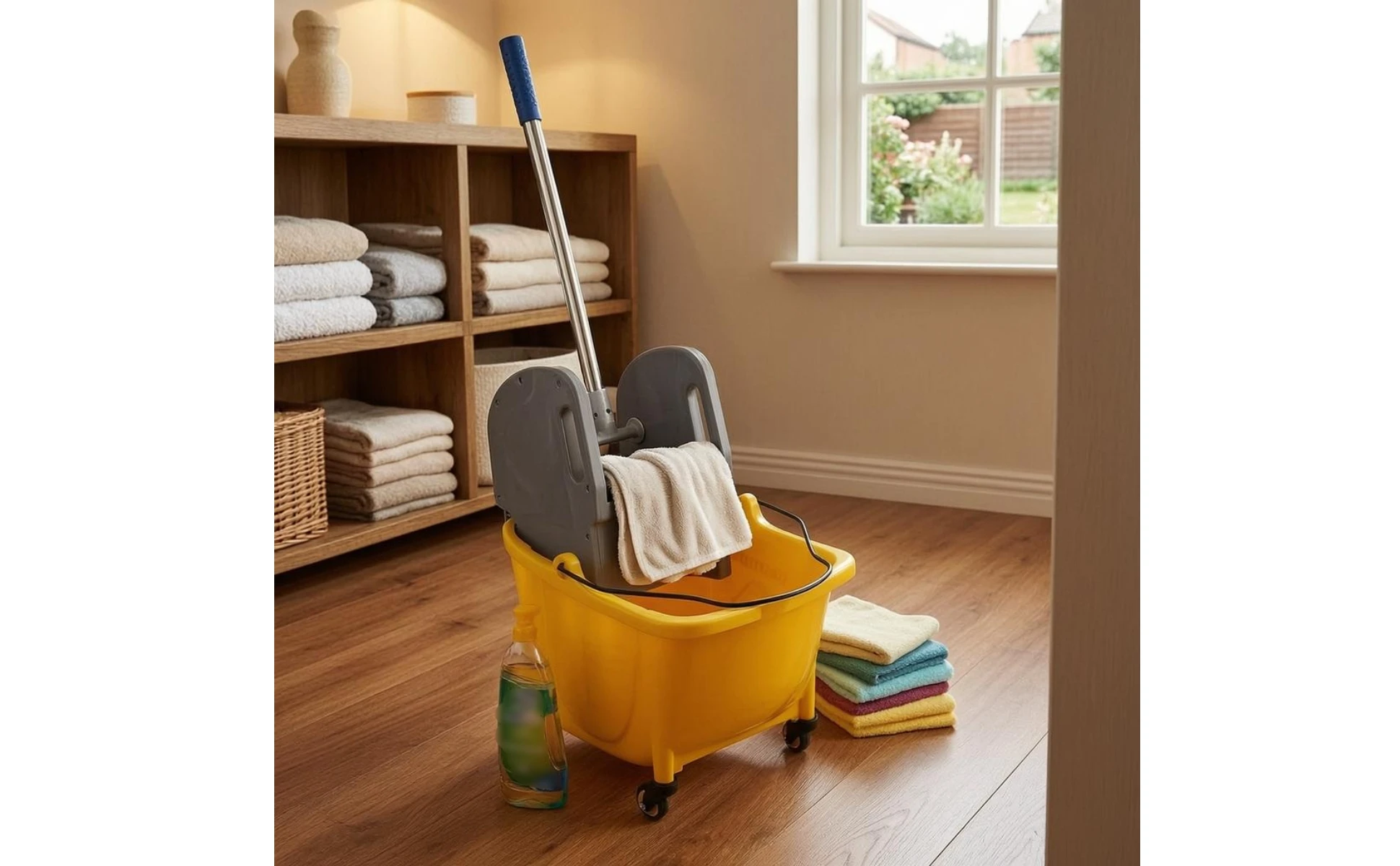 Wringer Trolley Wheeled Pail Cart Cleaning Tool Easy to Move for Rinsing