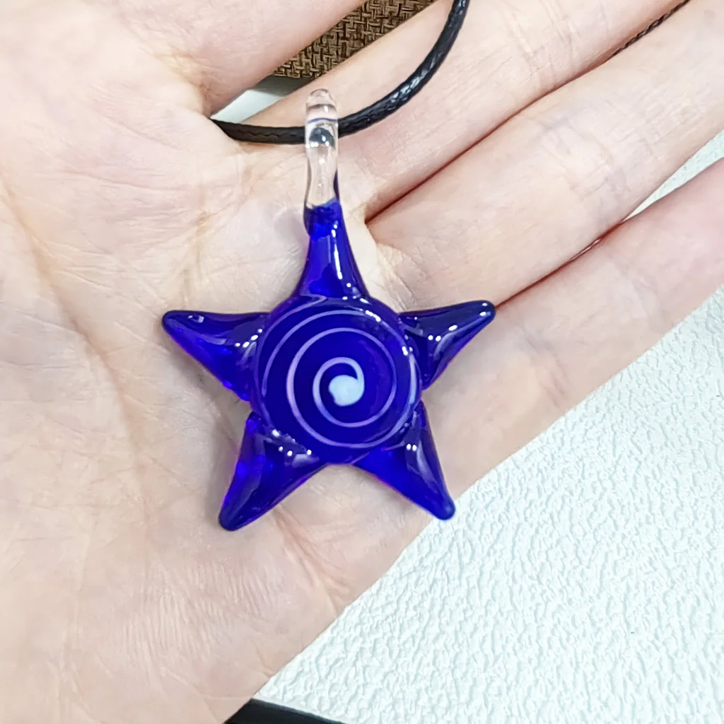 4PCS Murano Lampwork Crystal Blue Starfish Lobster Glass Pendant Charm Crystal Necklace For Women Summer Beach Gift Sands Jewelr