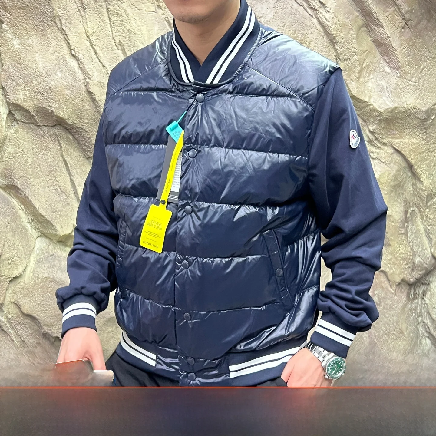 Raccomandazione dei pesi massimi! Colletto da baseball autunno inverno Colletto alla coreana a righe Bottoni lunghi Sve down Jaet Trendy Men Fa...