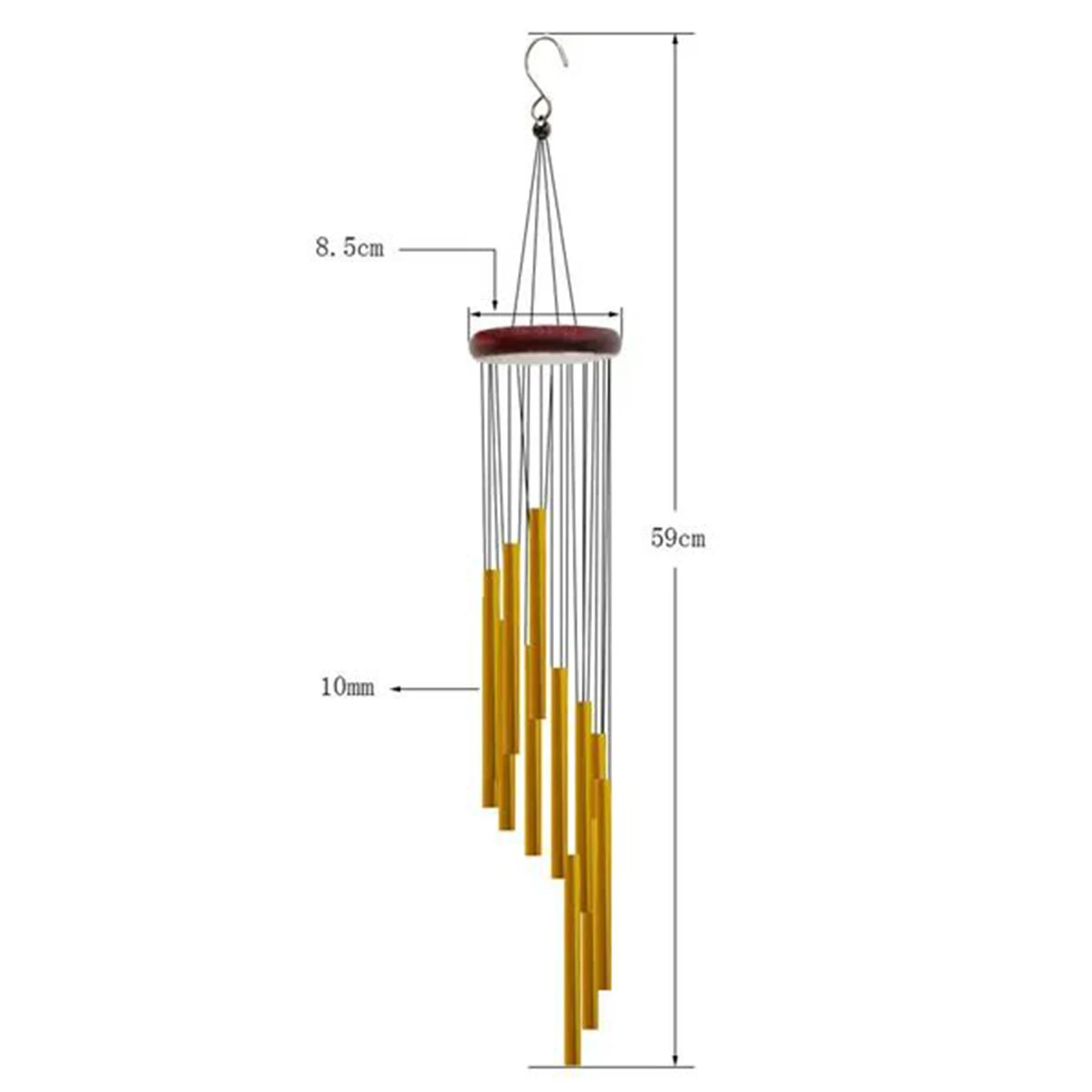 Campanas de viento de Metal de 12 tubos, adorno clásico hecho a mano nórdico para jardín, Patio, colgante de pared al aire libre, decoración del hogar de 8,5x59cm