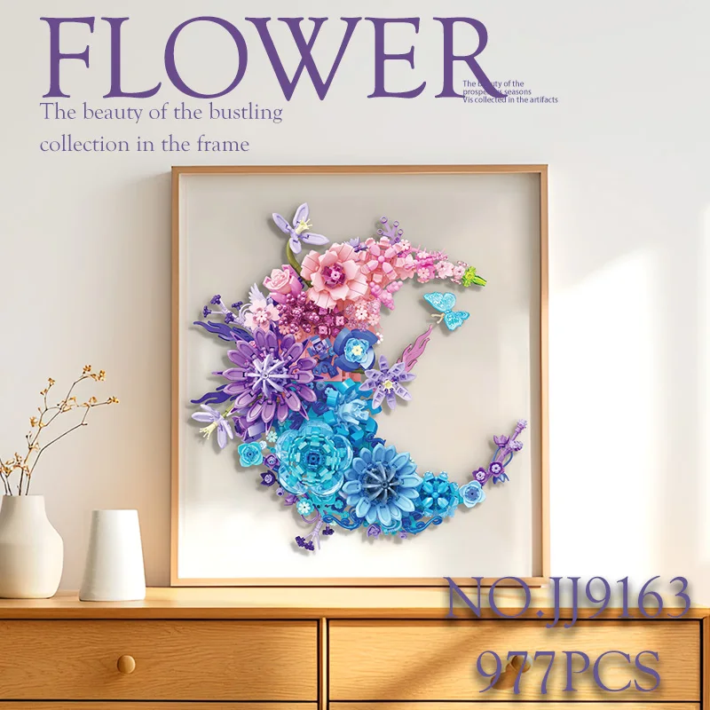 

Creative Moon Flowers Building Blocks Home Decoration Romantic Bouquet MOC Bricks Wall Decor Eternal Plant Girl Friend Kid Gifts
