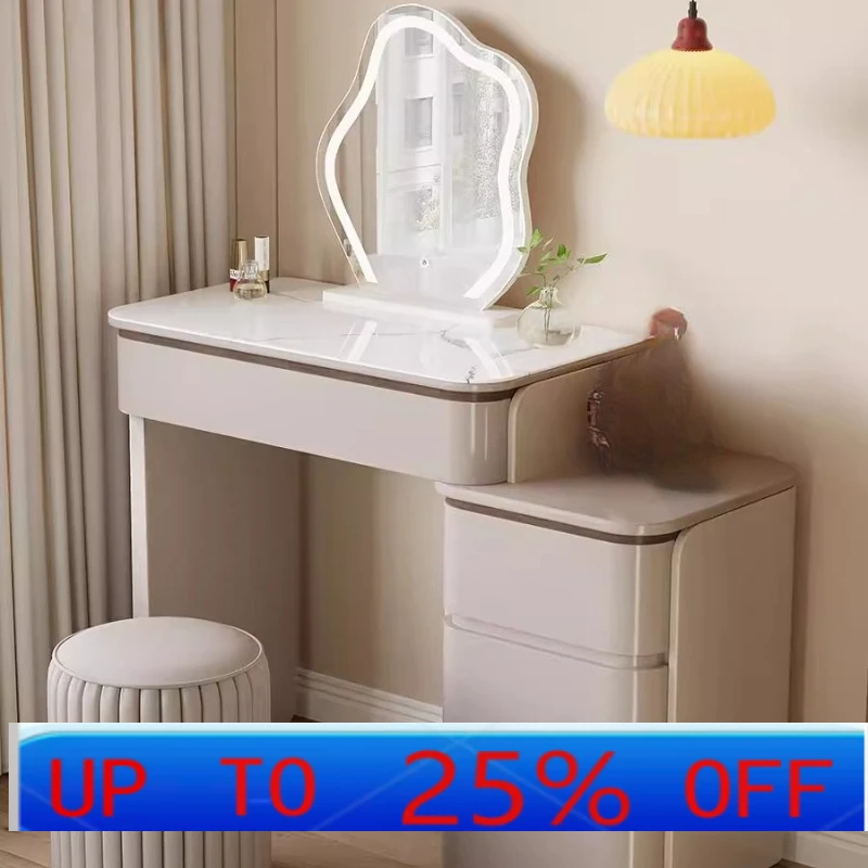 LH dresser chest integrated solid wood small apartment minimalist cream wind rock slab makeup table