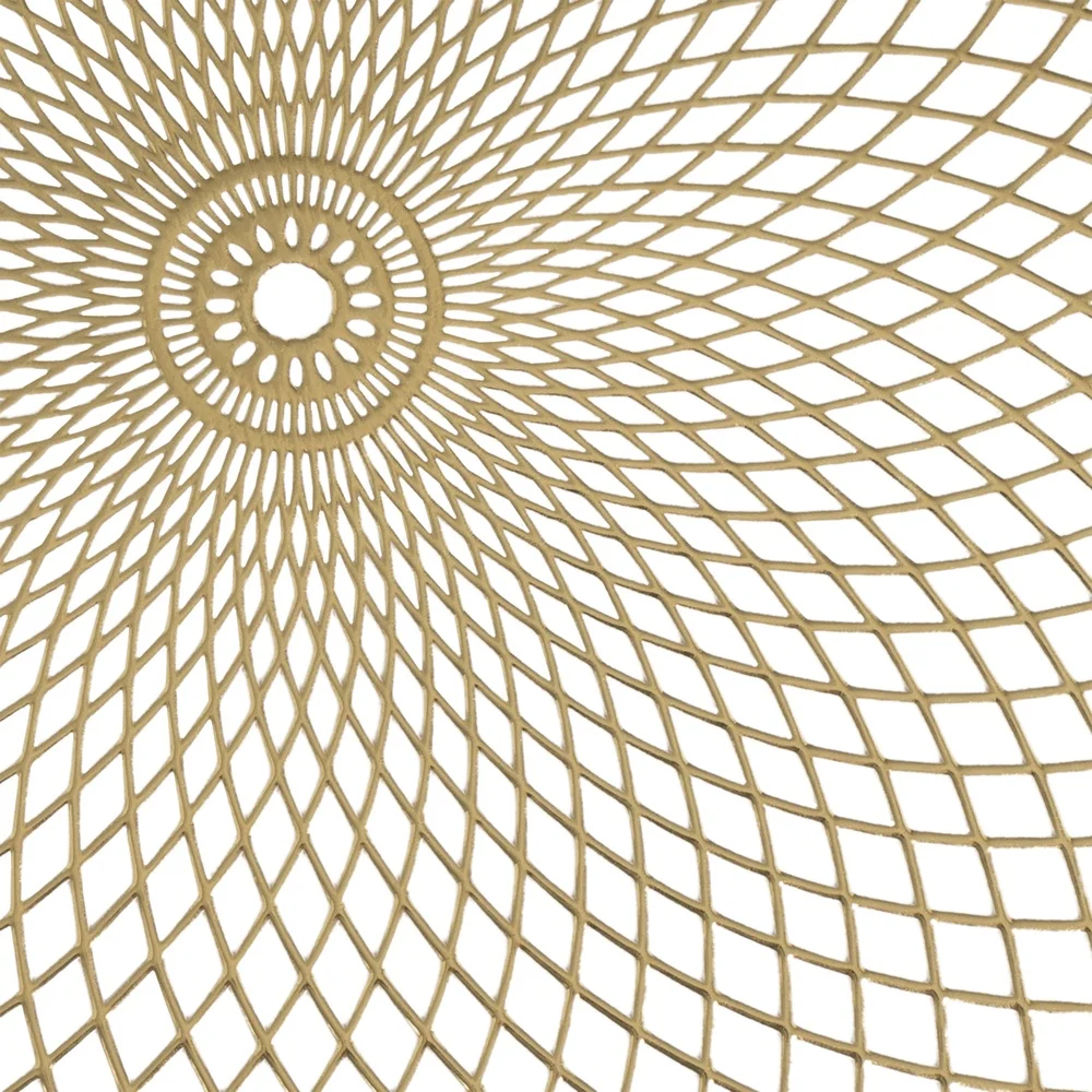 Set of Four Gold Round Placemats Unique Design PVC Holidays Dinner Parties Table Decor Functionality