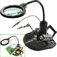 FEITA Helping Hands Soldering Magnifier Station LED Lighted 2.5X/4X Magnifying Glass Heavy Base with Stand Clamps For Soldering