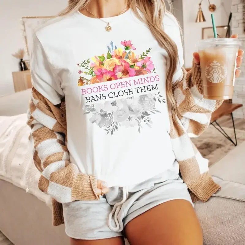 Beautiful Floral Banned Books T Shirt Celebrates Freedom to Read Book Lovers w Flowers Makes Great for Club or Library Lover