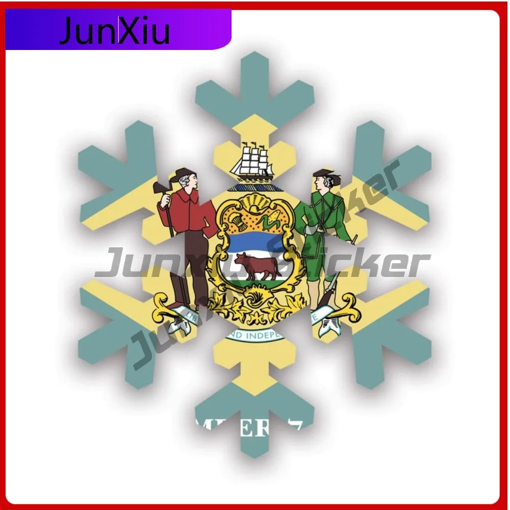 

Delaware Snowflake Sticker Weather Resistant Waterproof Racing For Helmet Laptop Motorcycle Removable No Residue Decal Vintage