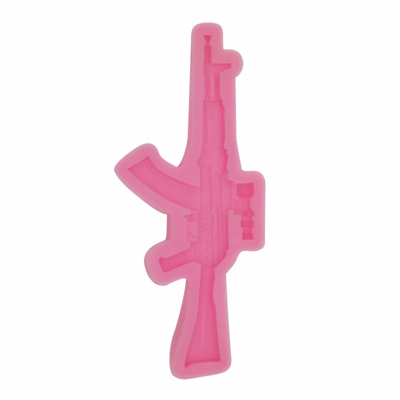 Embossed 3D Gun Shape Silicone Biscuit Chocolate Mold Pistol Toy Pastry Epoxy Resin Mold Kitchen for Cake DIY Baking Accessories