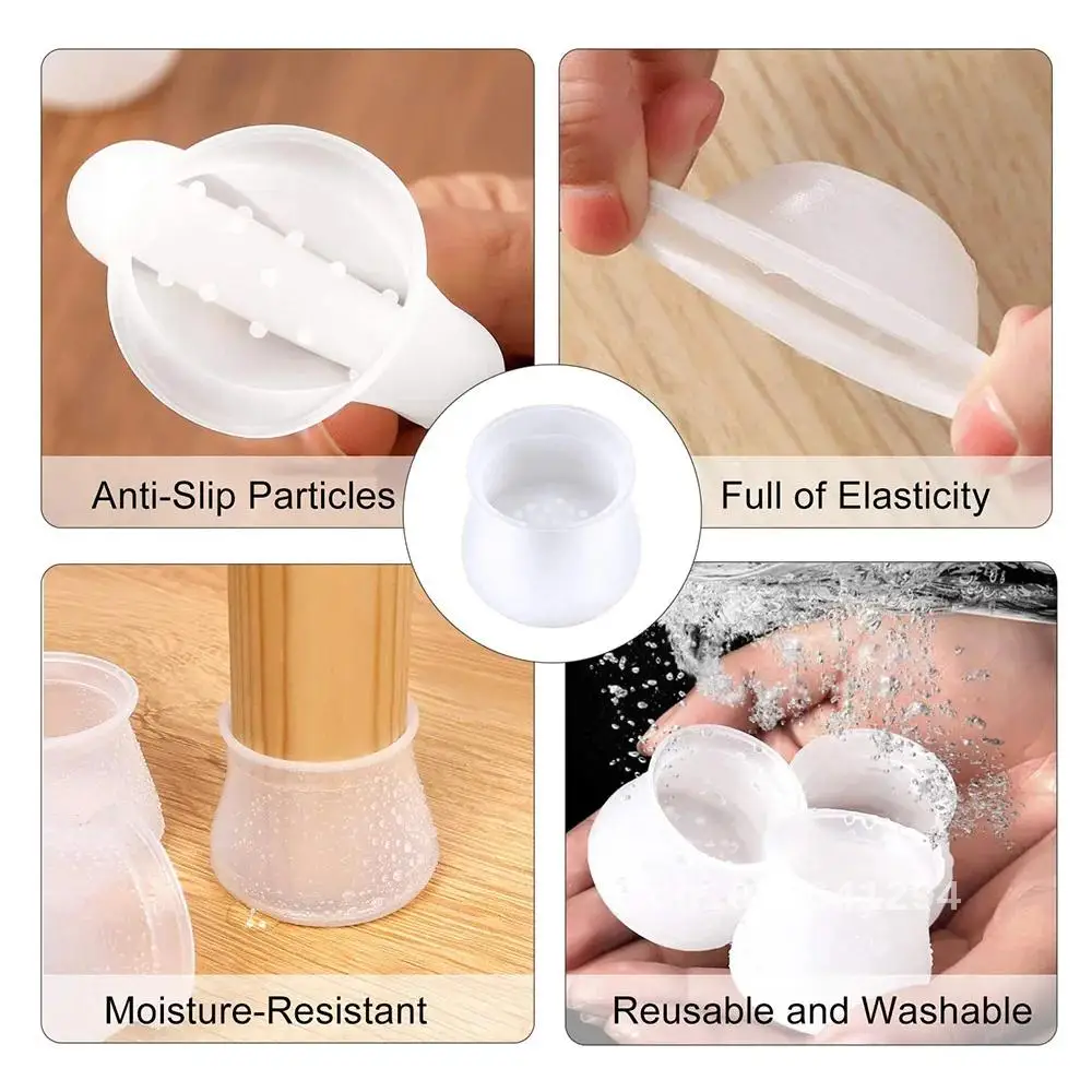 Cadeira de mesa de silicone, Protetor de piso, Pés móveis, Almofada protetora anti-risco, Anti-Slip Leg Caps, 5 pcs, 10 pcs, 20pcs