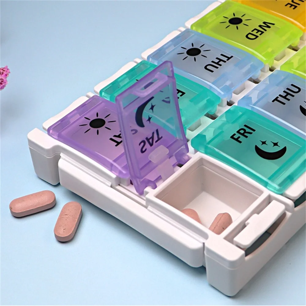 A Weekly Pill Organizer, A 7-day Pill Box, A Cute Pill Box For Travel, A Daily Pill Dispenser Stand Container, For Medication