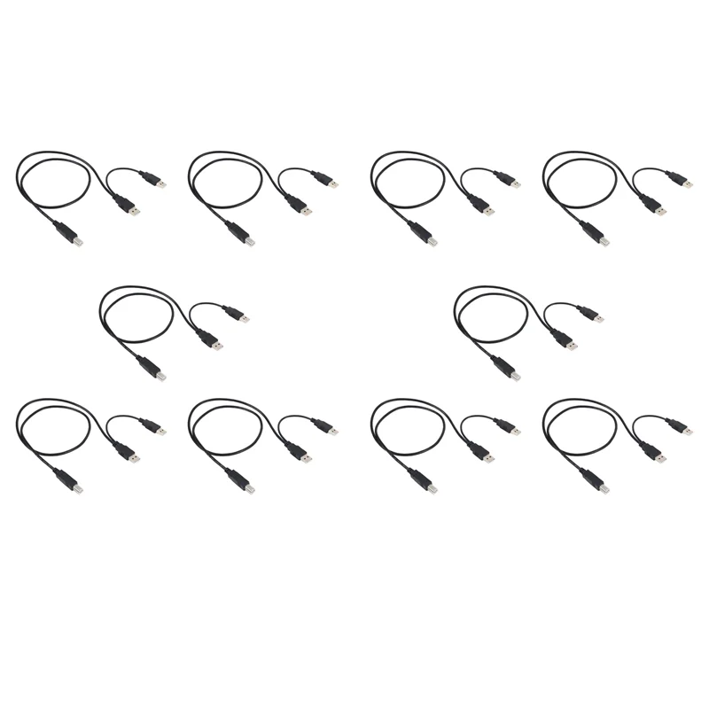 EDT-10X Dual USB 2.0 Male To Standard B Male Y Cable 80Cm For Printer & Scanner & External Hard Disk Drive