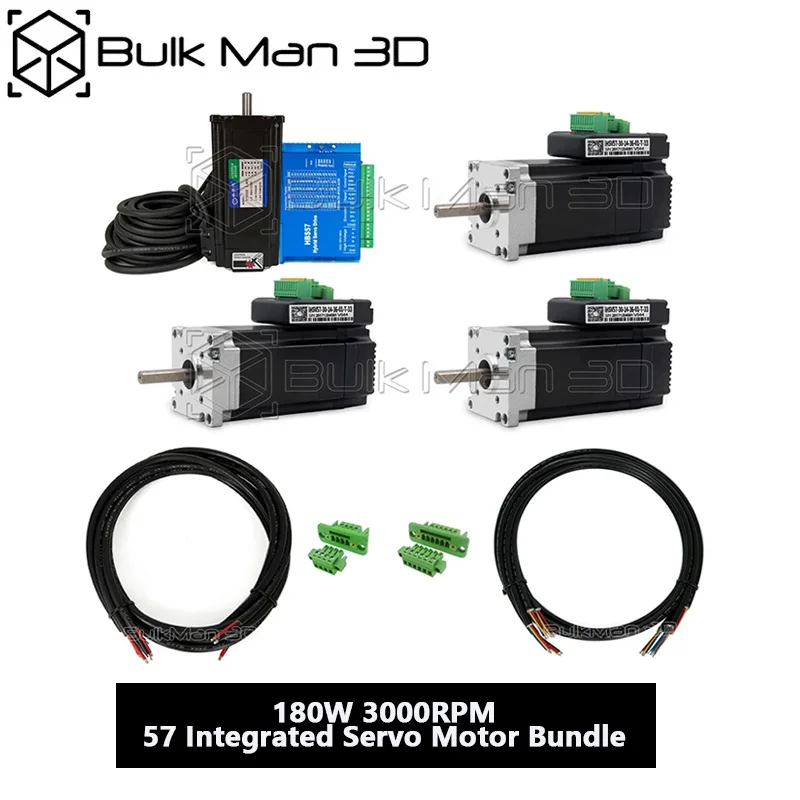 

180W 3000RPM 57 Integrated Servo Motor Bundle with HBS57 Stepper Motor Drive Kit for Ultimate Bee CNC, and Other CNC Machine