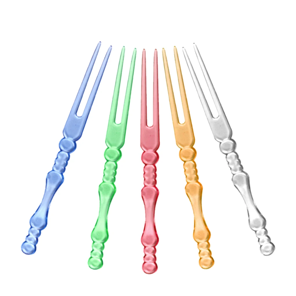 New Portable 80PCS/160PCS Cake Fork Plastic Fruits 2 Tooth Food Picks for Dessert Snack Salad Cocktail Appetizer