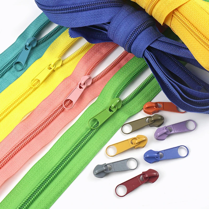 

5/10/20M 3#5# Rainbow Nylon Zippers Tape with Zips Sliders Plastic Coil Zipper for Garment Bag Closure Zip Replace Accessories