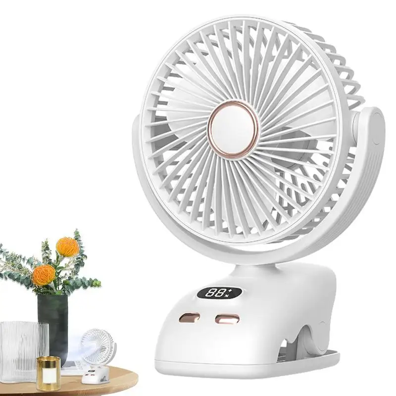 

Portable Clip On Fan Personal Rechargeable Multifunctional LED Display Desk Fans Portable Fan With Night Light And5 Wind Speeds