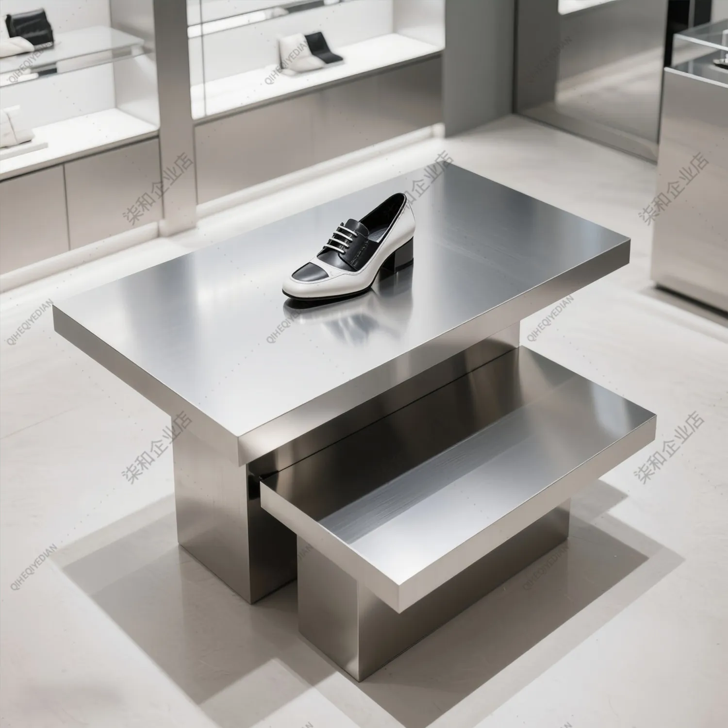 Clothing store Nakajima table shoe store bag double-layer display table stainless steel storage water table shoe bag placement N