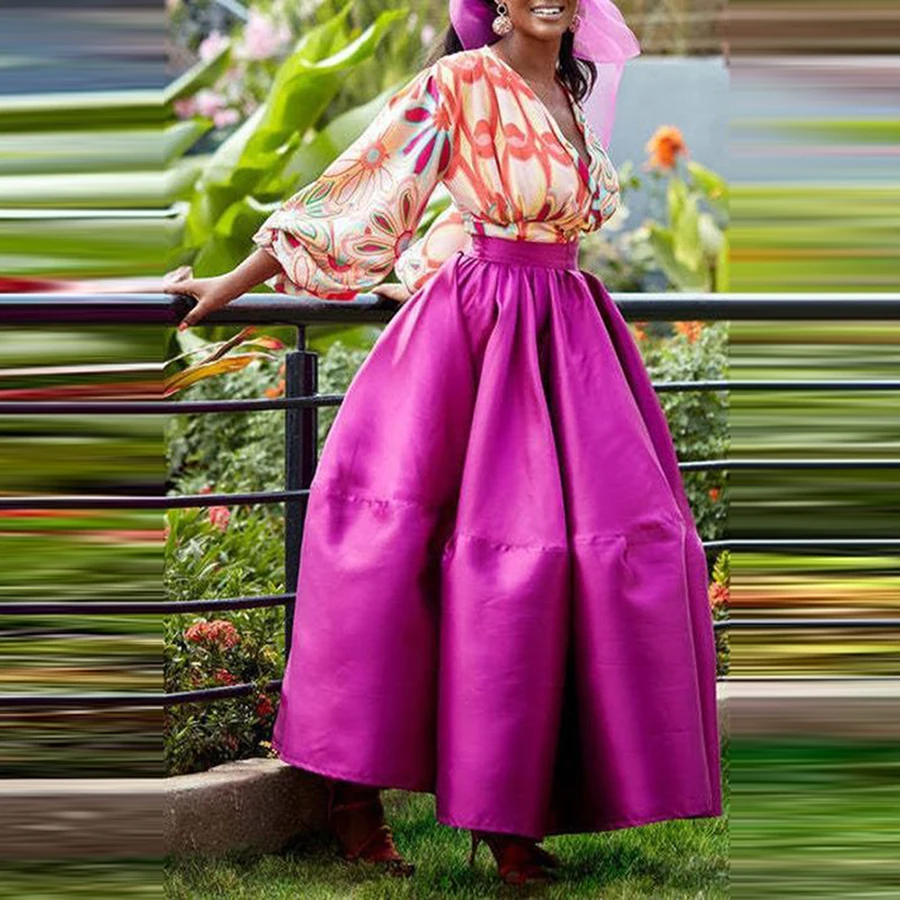 Fuchsia Satin Long Skirt Elegant Women Fashion A Line  Skirt Wedding Party Formal Wear High Waist Lady Skirt 2025