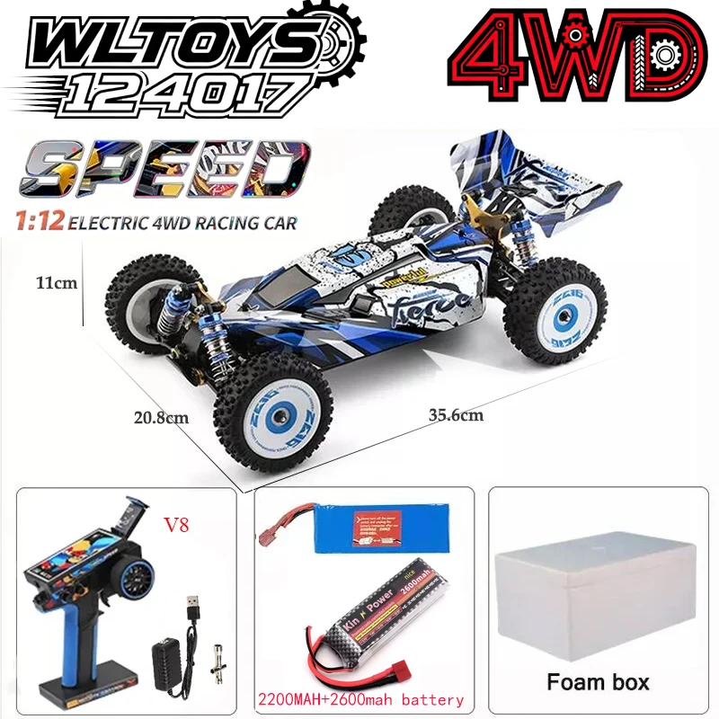 Wltoys 124007 124019 pro 1:12 carro rc sem escova 4wd 75 km/h rtr uma mão de controle remoto corrida off-road deriva meninos brinquedos crianças presente