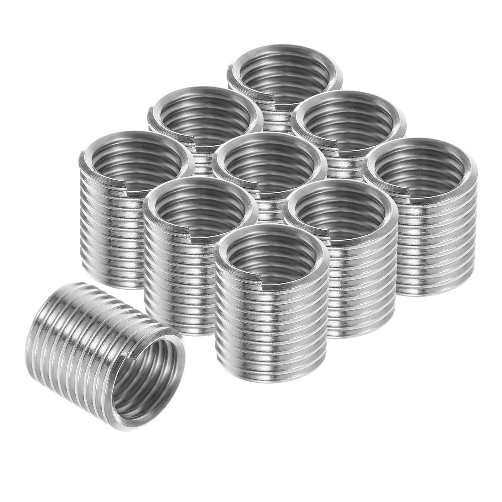 10Pcs 304 Stainless Steel Threaded Inserts Set for Precision Thread Repair Reinforcement in Automotive Machinery Maintenance