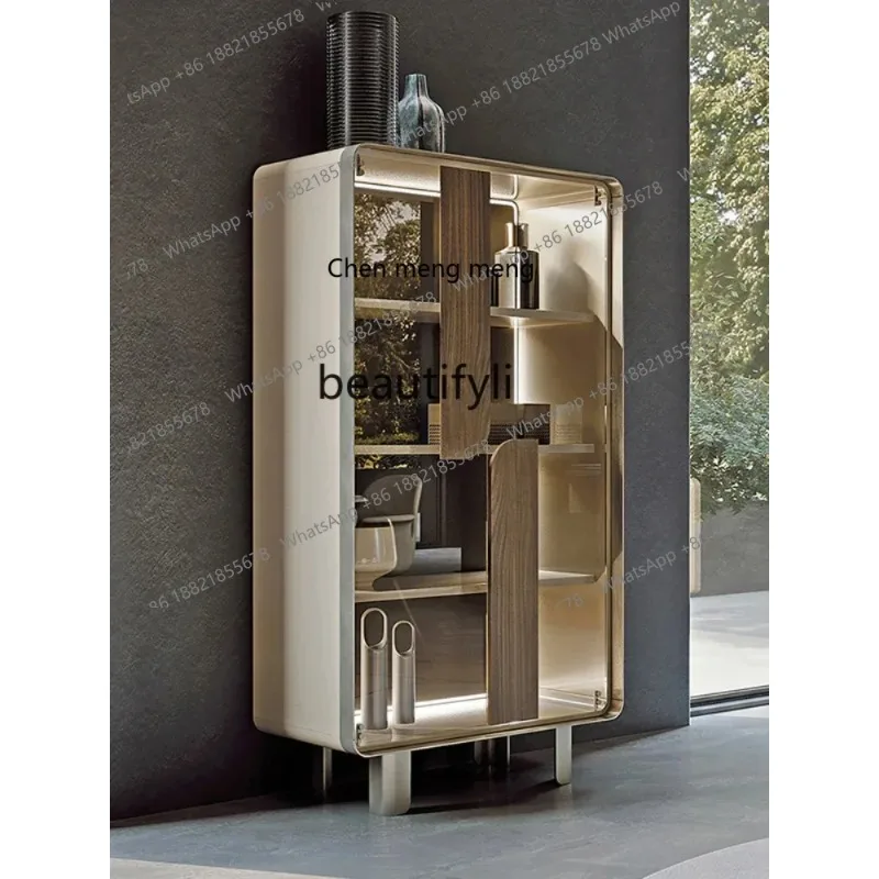 

Italian-Style Light Luxury Wine Cabinet with Light Living Room Curio Cabinet Designer Display Cabinet Glass Door Hallwa 1001
