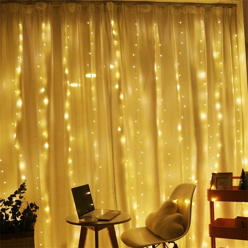 LED Copper Wire Lights Curtain Lights String USB Remote Control Christmas Wedding Bedroom Decoration