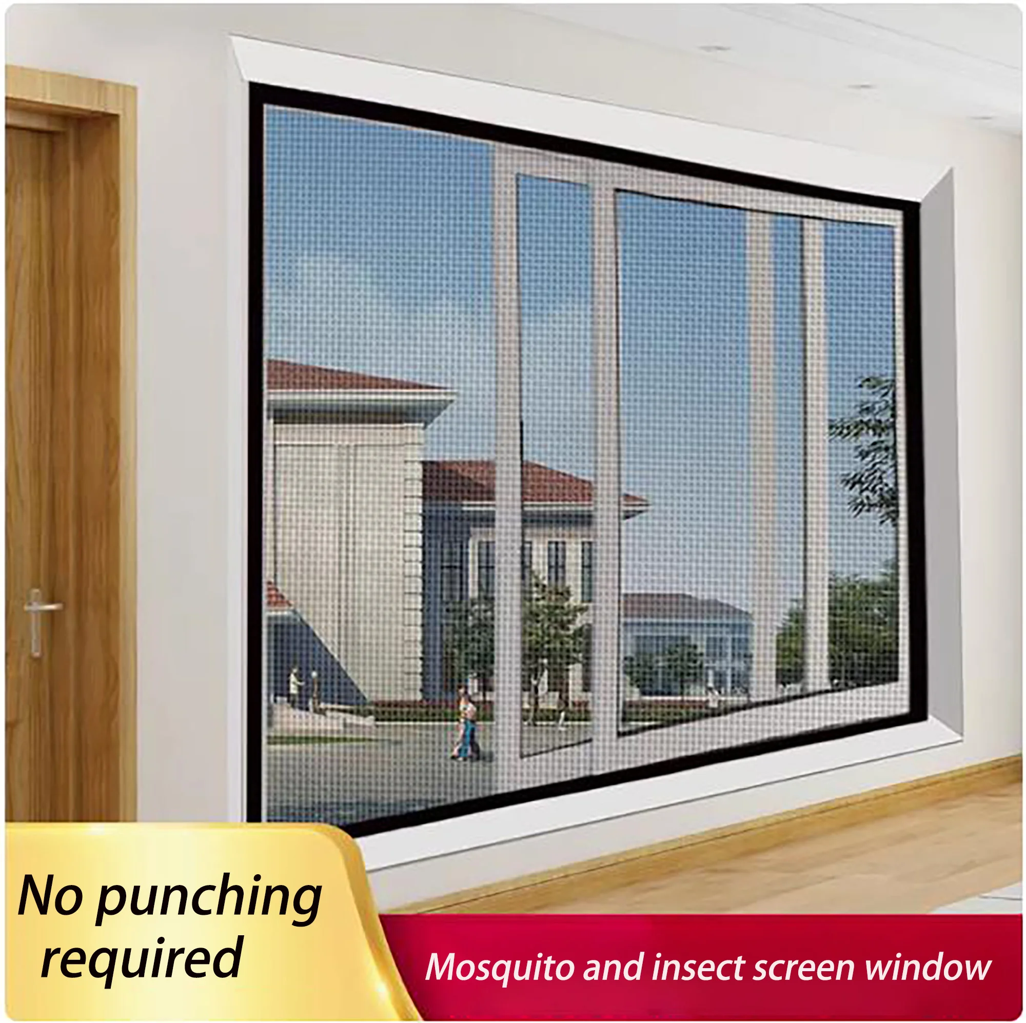 

Black self-adhesive reusable window mosquito net, mosquito screen window, sheer cloth, customizable washable