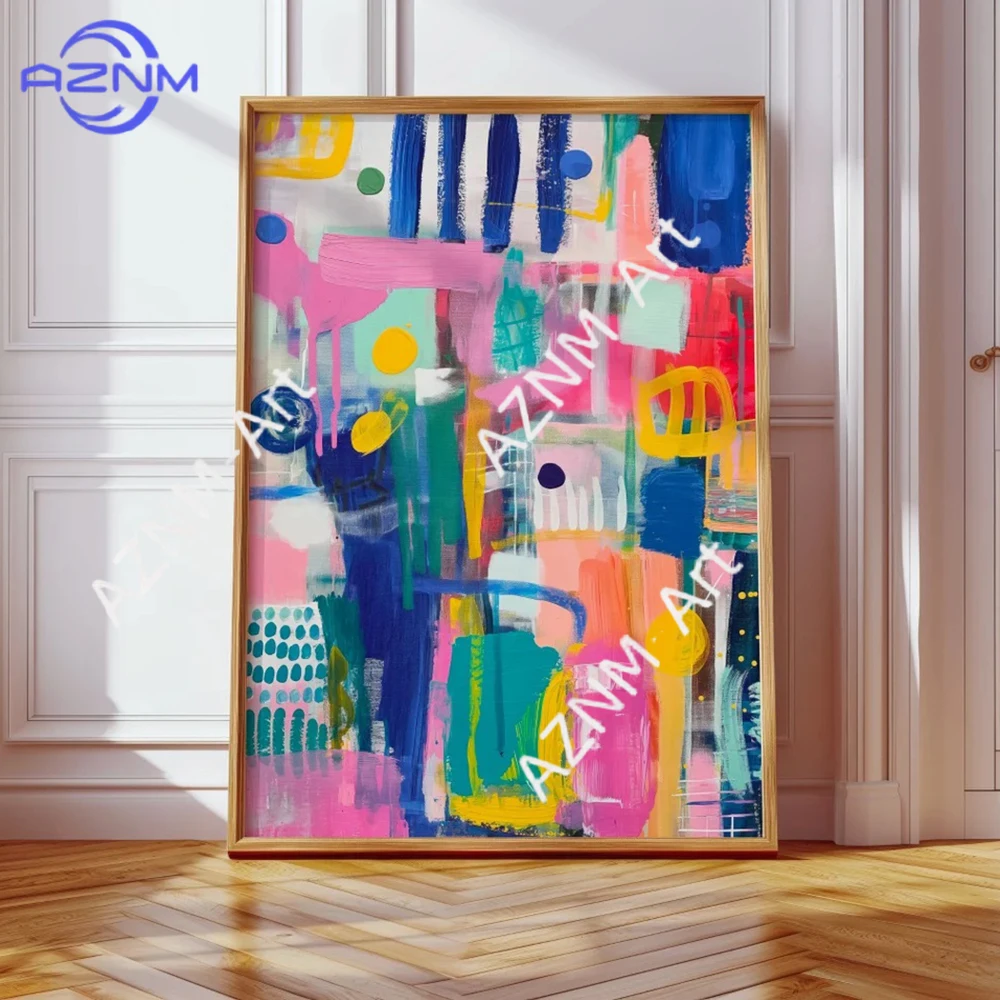 ROSHK Colorful Abstract Canvas Wall Art Print Poster Large Size Decoration Painting Modern Fashion Home Decor Gift Unframed