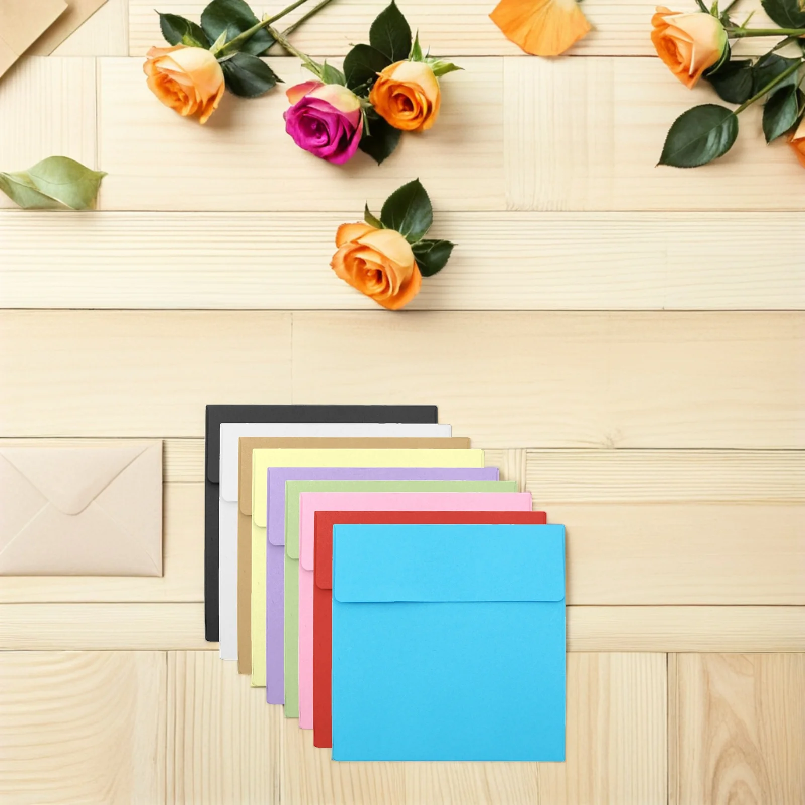 

100 шт. квадратных конвертов 10x10 см, пустые конверты из крафт-бумаги для денег, монет, ключей, банковских карт, библиотечных карт, хранения мелких предметов