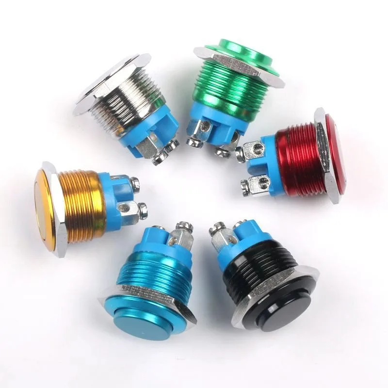 12mm 16mm 19mm 22mm Metal Button Switch Full Oxidation Self Reset Waterproof Button Inching Switch Screw Foot