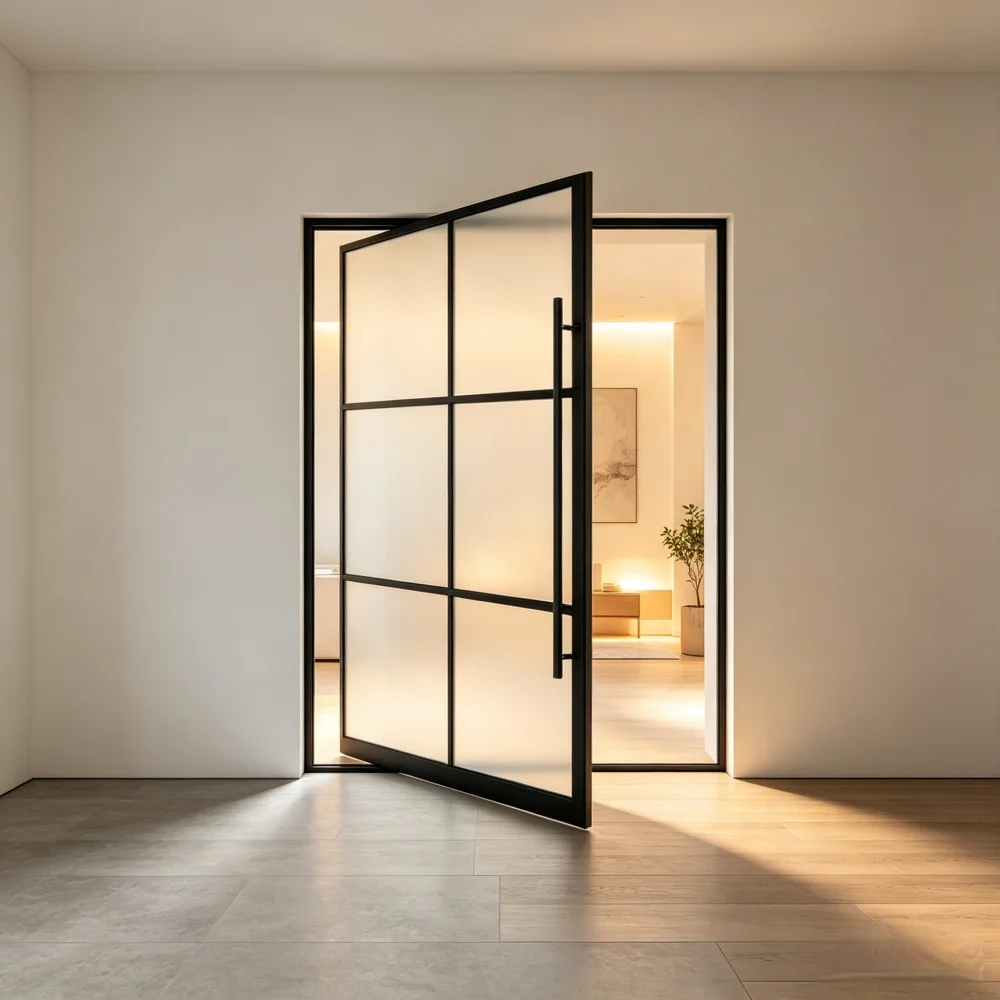 Modern Large Sized Aluminum Frame Anti Peep Glass Door Easy To Install Household Revolving Doors Cost Effective Pivot Doors