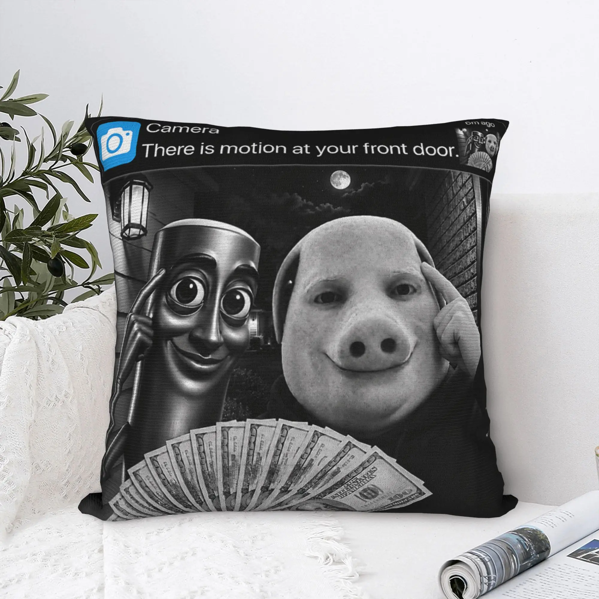 Tung Tung John Pork There is Motion At Your Front Door Pillow Cover Soft Cushion Cover Pillow Case For Wedding Party Home Decor