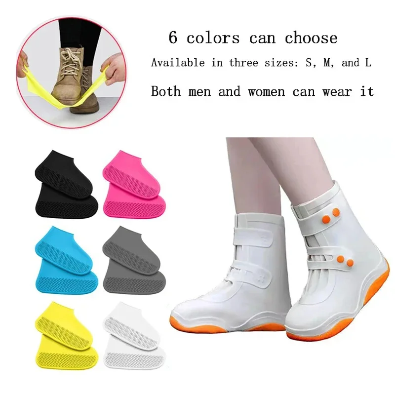 Waterproof Non-Slip Silicone Shoe Covers, Reusable Rainy Tool, Outdoor Cycling, Camping, Fishing, Light, Portable