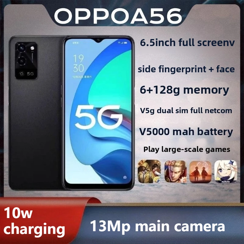Smartphone OPPO A56 5G Baterai Besar 5000mAh Kamera Ganda 13MP ROM 128GB + MicroSD Dapat Diperluas Android 11 ColorOS Smartphone