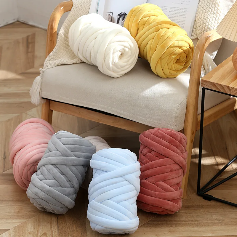 

500G Icelandic Ultra Thick Wool Cored Cotton Crystal Velvet Hand Woven Material DIY Weave Handbag Pet Nest