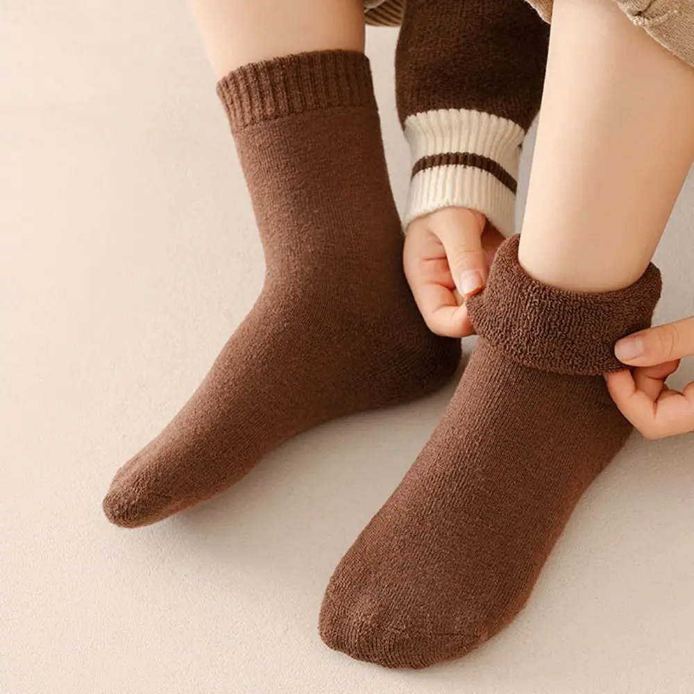 5Pairs Soft Short Tube Thicken Socks Sleeping Warm Girls Floor Socks Cute Hosiery Children's Winter Socks Children