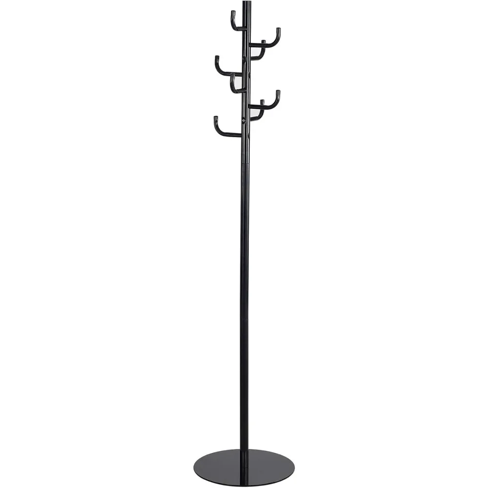 

Hook Head Coat Rack, Freestanding Hat and Jacket Hanger with 8 Rounded Edge Hooks, Durable Black Powder Coat Finish