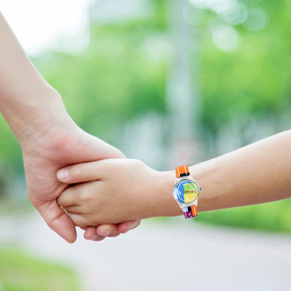 Colorful Watch Cartoon Color Pattern Plastic Student Gift Fashionable Comfortable Design Accurate Time Learning