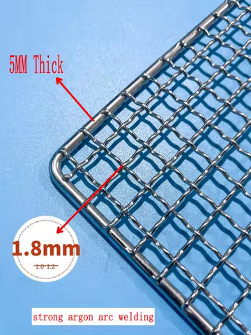 1.8MM Thicken Wires Stainless Steel 304 Food Grade 15-100CM Rectangle BBQ Barbecue Grill Wire Grid Mesh Net