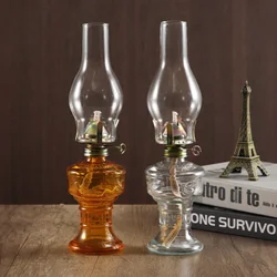 Rustic Oil Lamp Lantern Vintage Glass Kerosene Lamp Chamber Oil Lamps for Indoor Use Home Decor Lighting Oil Lantern