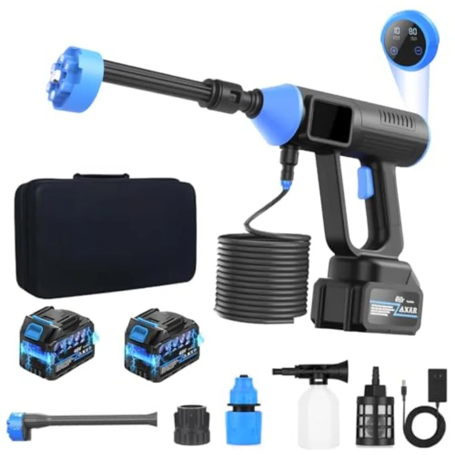 

Беспроводная мойка высокого давления 24000 мАч с ЖК-дисплеем, 1200 PSI, портативная ручная мойка для автомобиля