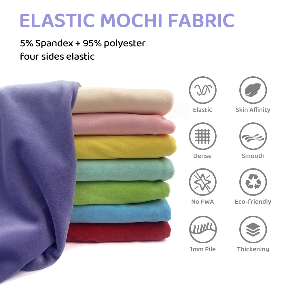 2024 Small Size 50x50cm Squishy Mochi Stetch Minky Fabric 95% Polyester 5% Spandex Stretch 4 Side Plush Fabric For Diy SewingToy