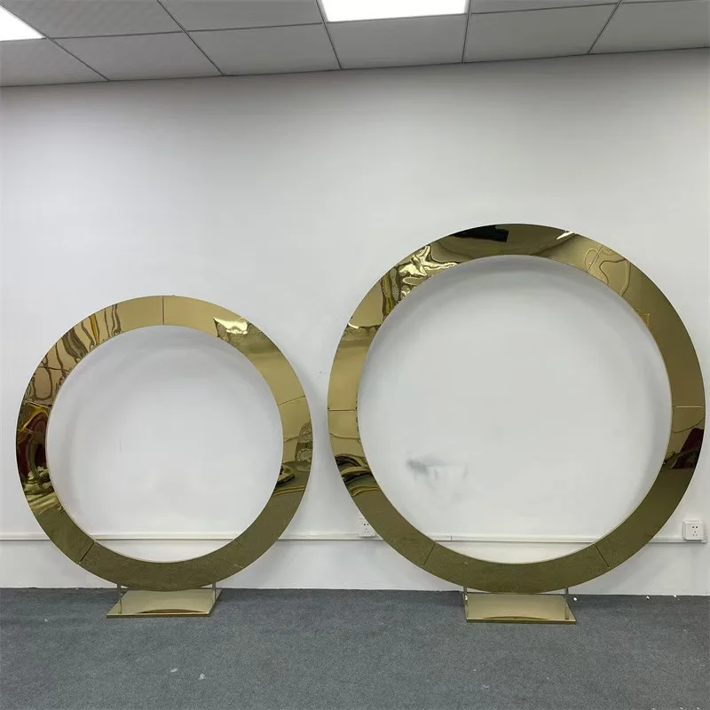 mirror stainless steel arch round meta circle arches backdrop for wedding decoration