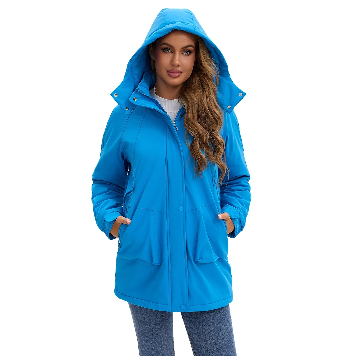 

Detachable Autumn Women Mountaineering Jacket Zipper Elastic Cuff Cotton-Padded Lady's Coat Windproof Windbreaker Female Outdoor