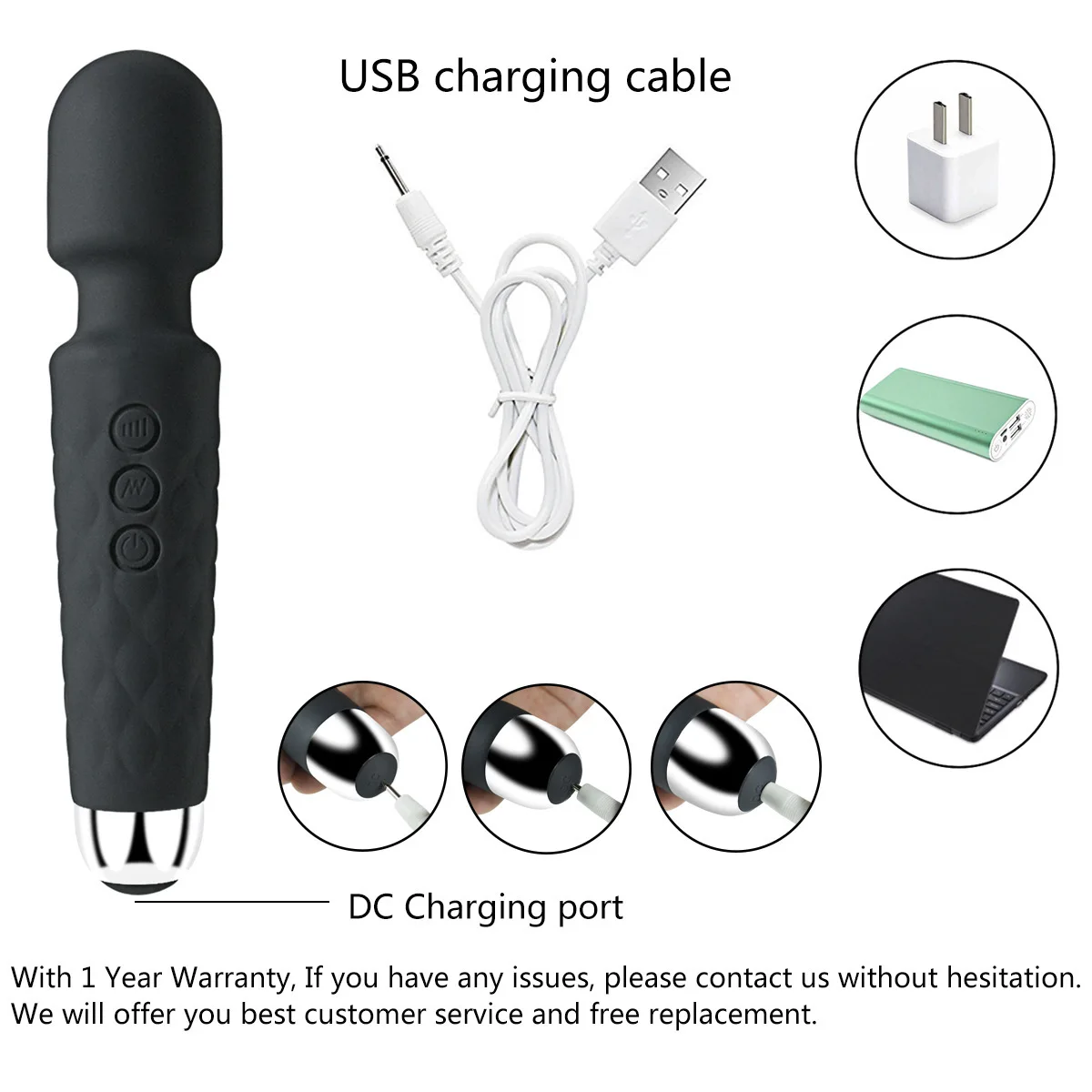 أنثى الاستمناء هزاز USB شحن AV مدلك هزاز الاباحية اللعب الإناث الكبار المنتجات
