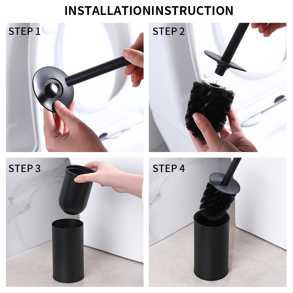 Stainless Steel Bathroom Toilet Brush Holder Accessories Black Toilet Brush Wall Mounted WC Cleaner Brush Cleaning Tools